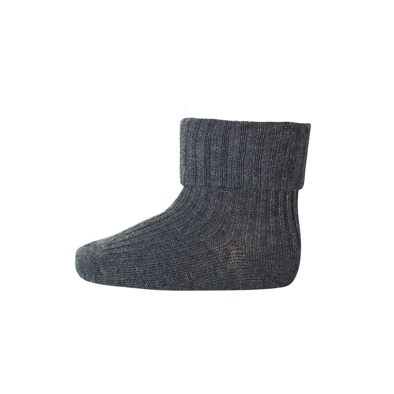 MP Denmark  Cotton rib baby socks | Dark grey Melange