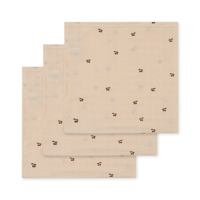 Konges Sløjd 3 pack muslin cloth gots | Cherry Blush