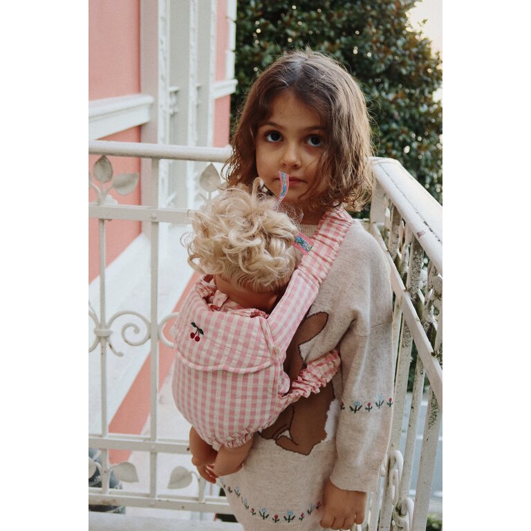 Konges Sløjd Poppendraagzak | Doll Carrier | Powder pink check