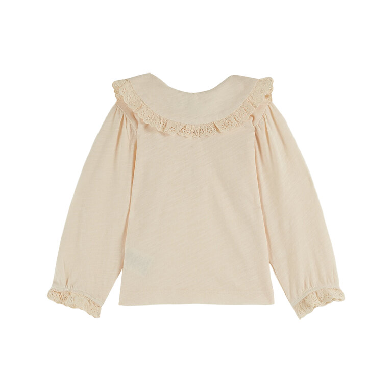 Emile et Ida  Embroidered Slub Jersey | Blouse | Creme