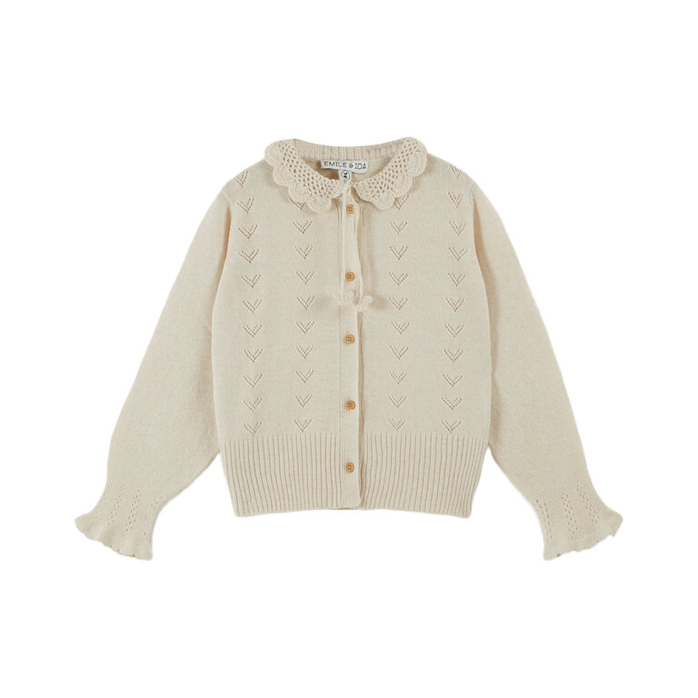Emile et Ida Crochet Collar Cardigan | Ecru