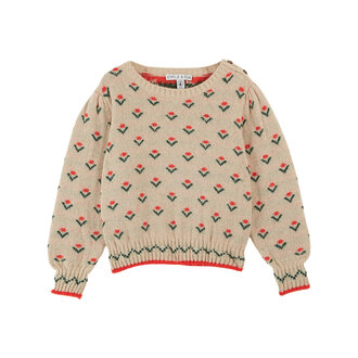 EMILE & IDA All Over Floral Print Pullover | Ecru