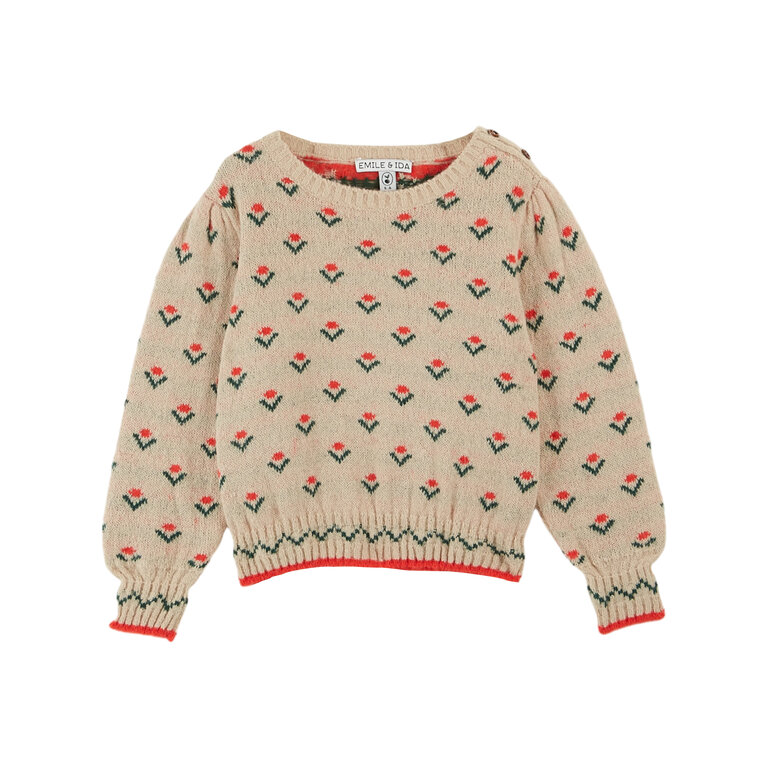 Emile et Ida All Over Floral Print Pullover | Ecru