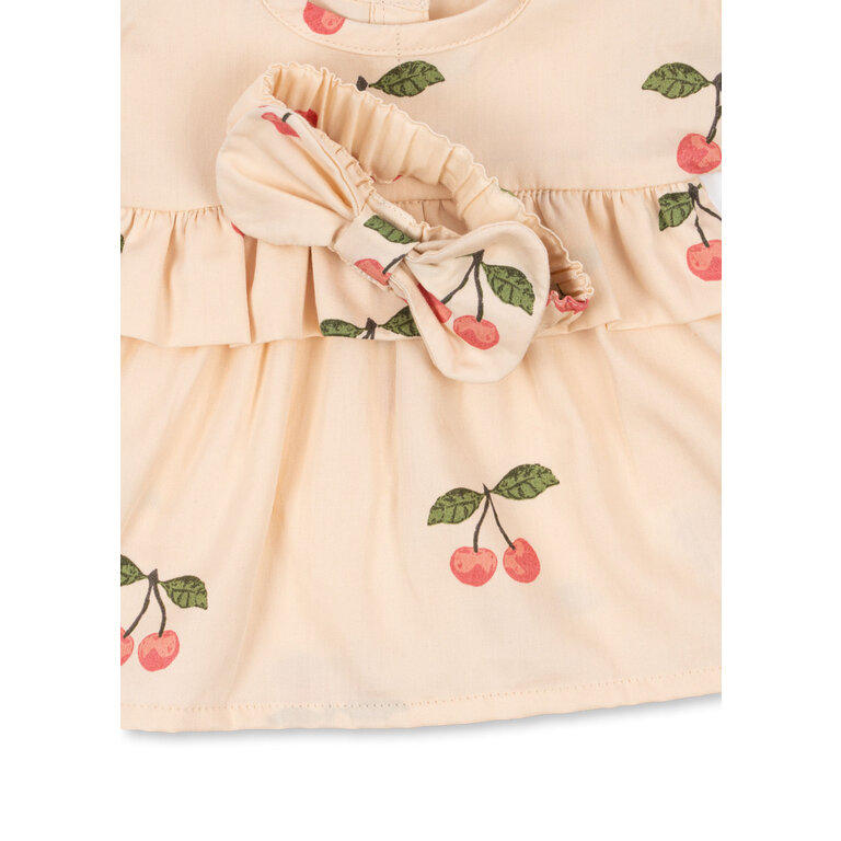 Konges Sløjd Konges Sløjd poppenkleertjes kind Doll Clothes Sets GOTS Ma Grande Cerise Pink (beige roze met kersenprint)