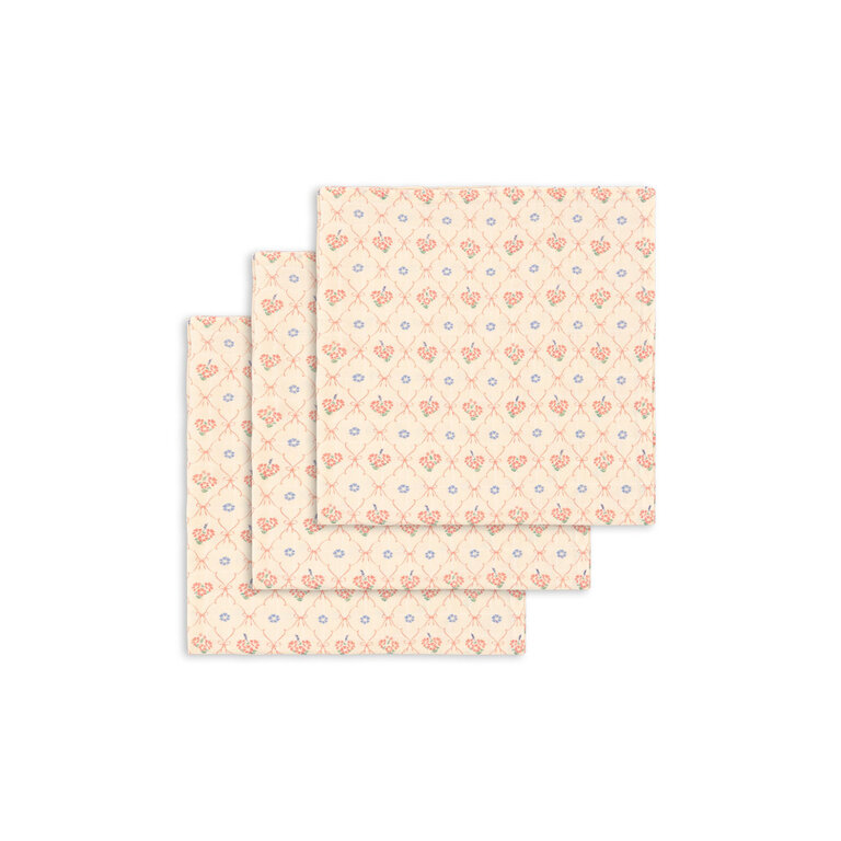 Konges Sløjd KONGES SLØJD hydrofiele doeken baby 3-pack mousseline GOTS Fleur Decor bloemen