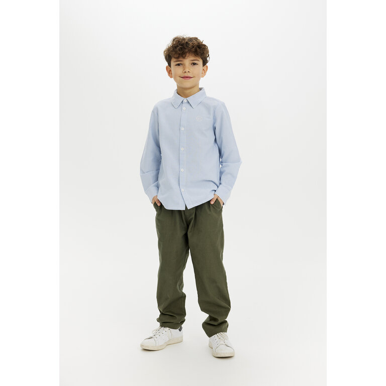 The New The New overhemd kind Michael Shirt Bright White Striped (wit en lichtblauw gestreept)