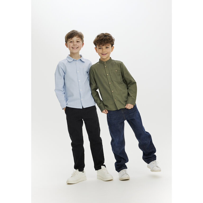 The New The New overhemd kind Michael Shirt Bright White Striped (wit en lichtblauw gestreept)