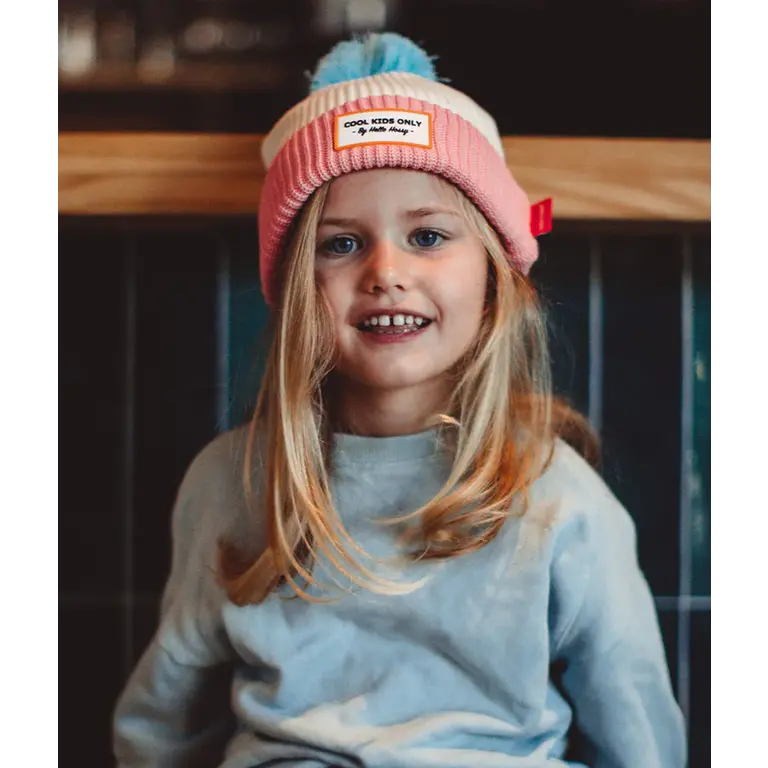 Hello Hossy  Hello Hossy muts kind Block Pink Ice (roze, beige en lichtblauw)