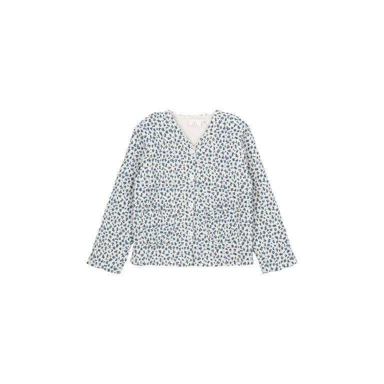 The New The New jas kind Niki Quilted Jacket White Swan AOP (wit met blauwe print)
