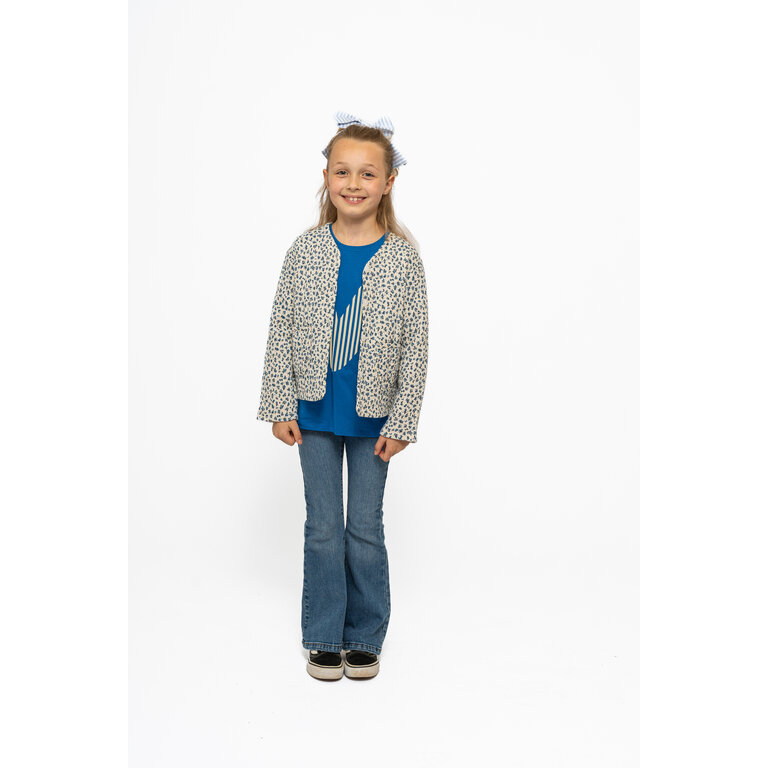 The New The New jas kind Niki Quilted Jacket White Swan AOP (wit met blauwe print)