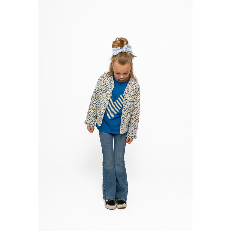 The New The New jas kind Niki Quilted Jacket White Swan AOP (wit met blauwe print)