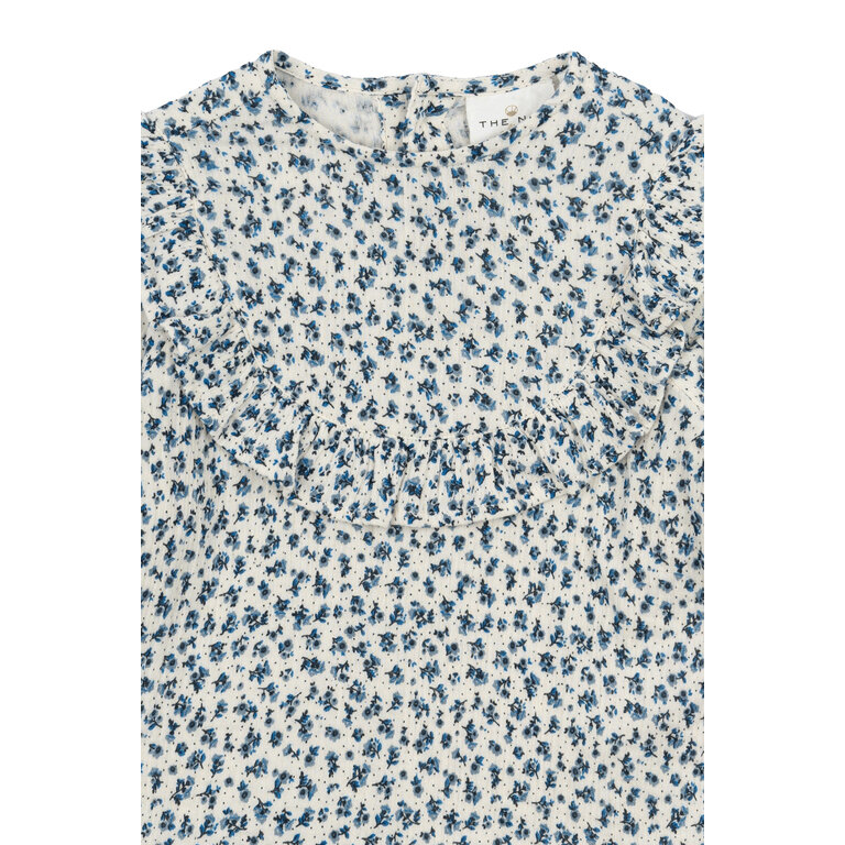 The New The New top kind Nikita L/S Top White Swan AOP (wit met blauwe print)