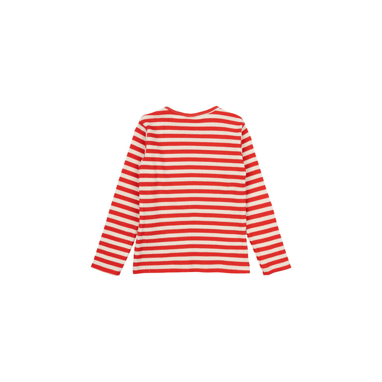 The New Fro Uni L_S Rib Tee | Poppy Red Striped