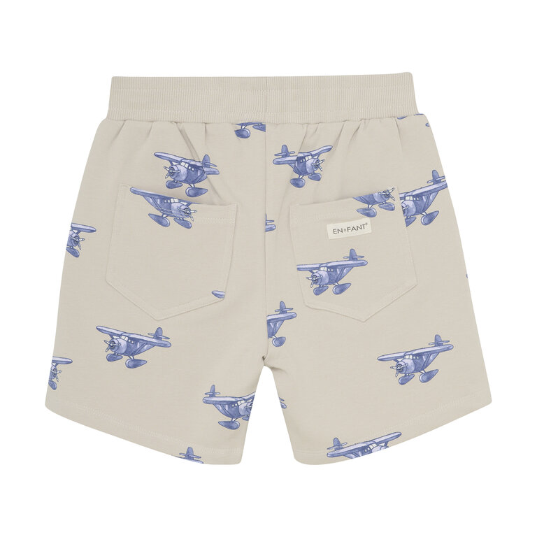 EN FANT En Fant korte broek kind sweat AOP French Oak beige sweatshort