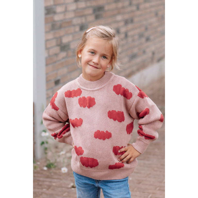 PLAY UP PLAY UP gebreide trui meisje Malva (roze en rood)