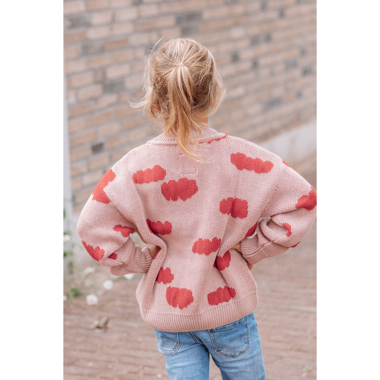 PLAY UP PLAY UP gebreide trui meisje Malva (roze en rood)