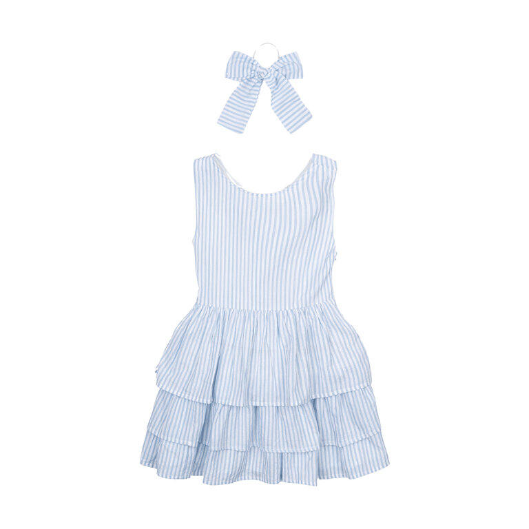 The New The New jurk kind Nalani S/L Dress White Swan Striped (wit en blauw gestreept)