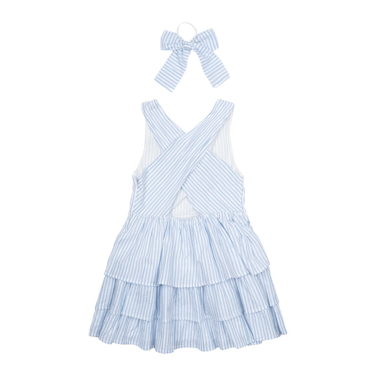 The New The New jurk kind Nalani S/L Dress White Swan Striped (wit en blauw gestreept)