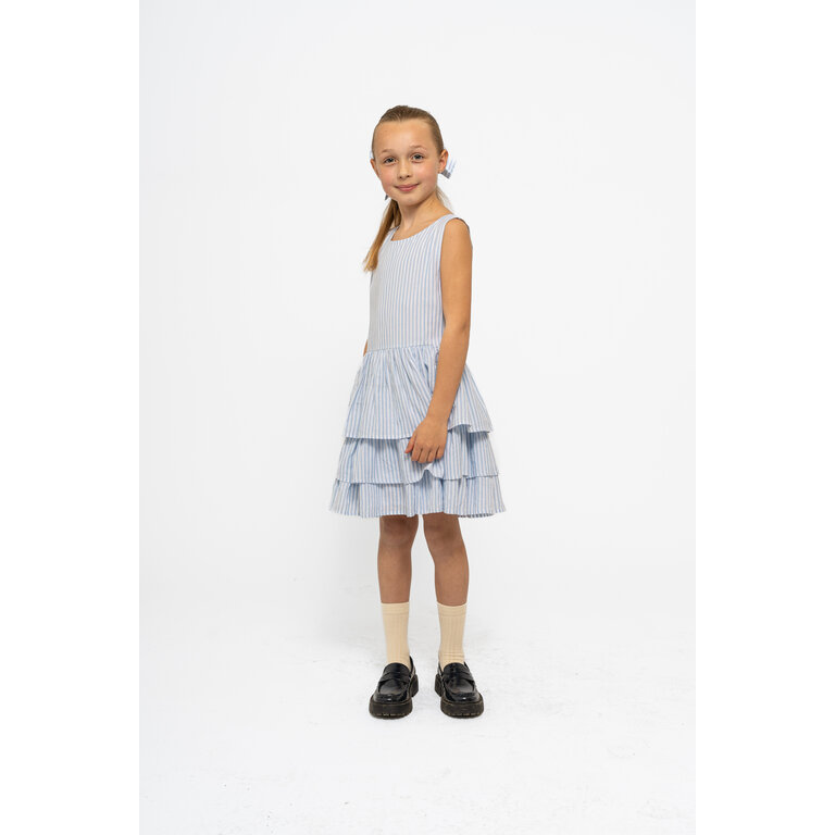 The New The New jurk kind Nalani S/L Dress White Swan Striped (wit en blauw gestreept)