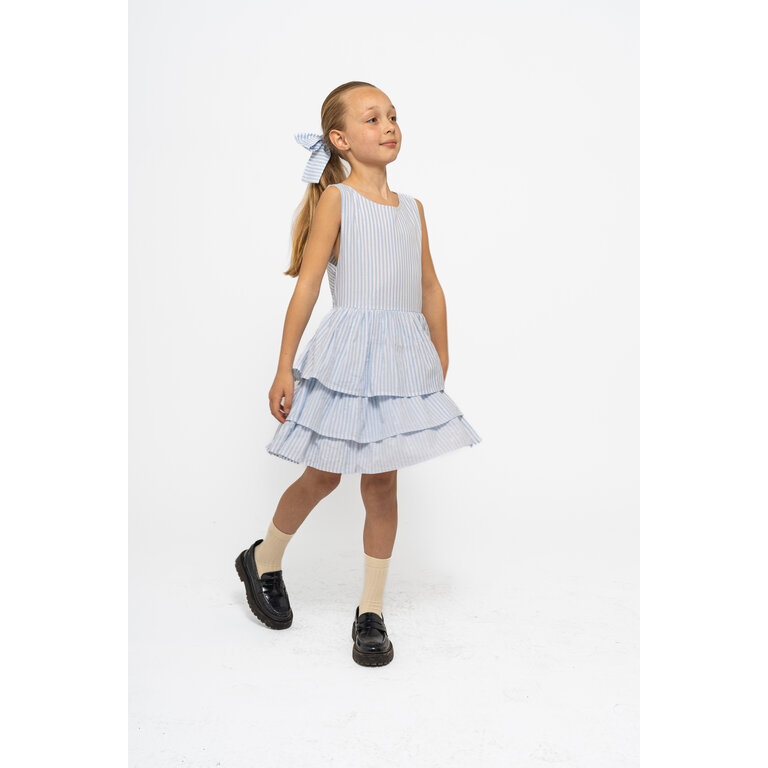 The New The New jurk kind Nalani S/L Dress White Swan Striped (wit en blauw gestreept)