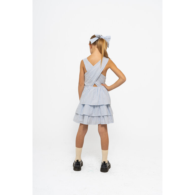 The New The New jurk kind Nalani S/L Dress White Swan Striped (wit en blauw gestreept)