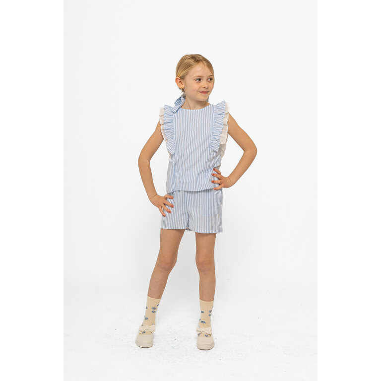 The New The New korte broek kind Nalani Shorts White Swan Striped (wit en blauw gestreept)