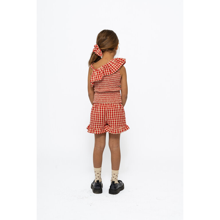 The New The New top kind Nally Short S/L Top Poppy Red Check (rood geruit)