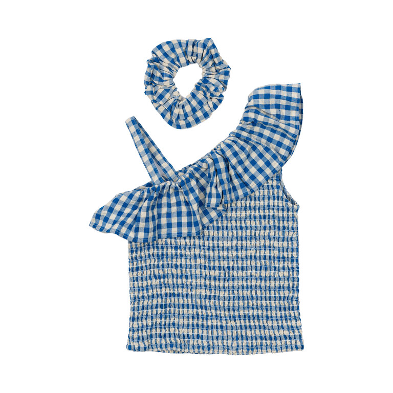 The New The New top kind Nally Short S/L Top Daphne Check (blauw geruit)