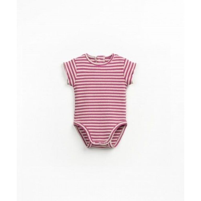 PLAY UP PLAY UP rib romper meisje Stories gestreept (roze)