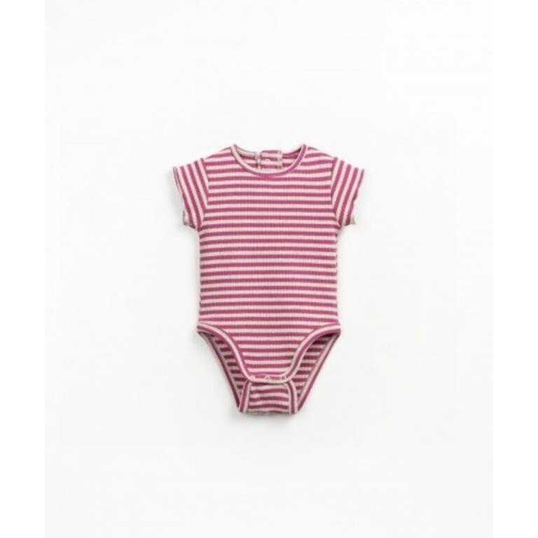 PLAY UP PLAY UP rib romper meisje Stories gestreept (roze)