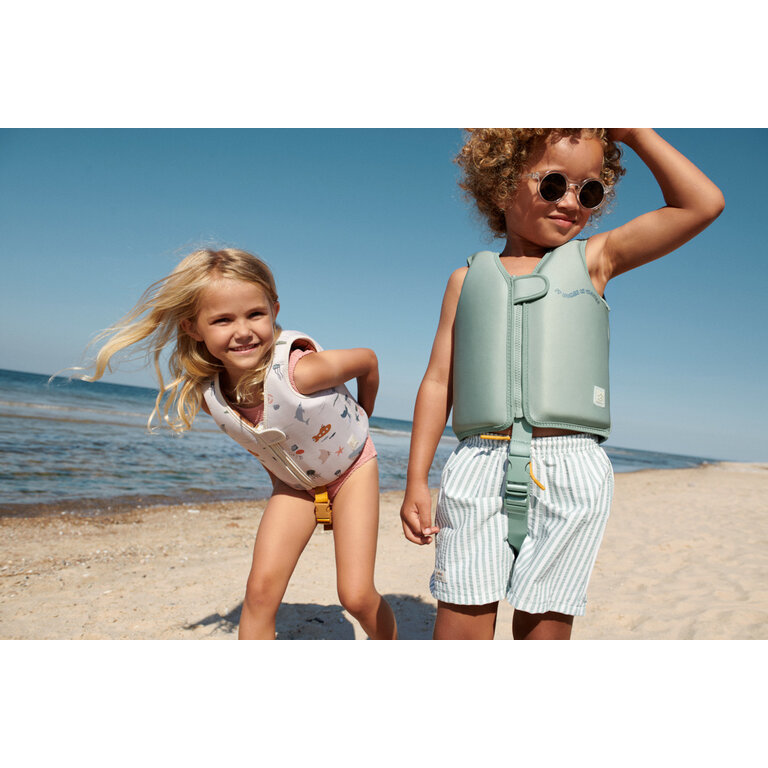 LIEWOOD LIEWOOD zwembroek jongen Duke gestreept Peppermint Crisp White groen/wit