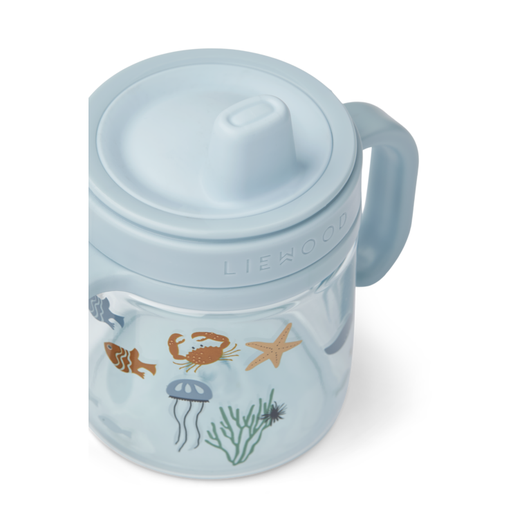 LIEWOOD LIEWOOD drinkbeker tuitbeker Kylo Tritan 280ml Sea Creature Sandy beige/blauw