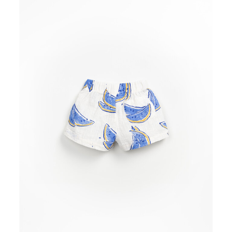 PLAY UP PLAY UP korte broek jongen Gres met print (beige met blauw)