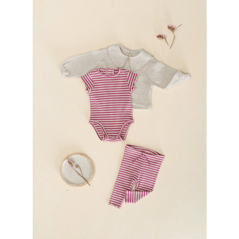 PLAY UP PLAY UP rib romper meisje Stories gestreept (roze)