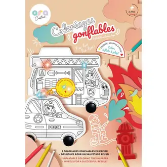 Ara Créative Ara Creative  Opblaasbare Kleurplaat | Brandweer en Politieauto