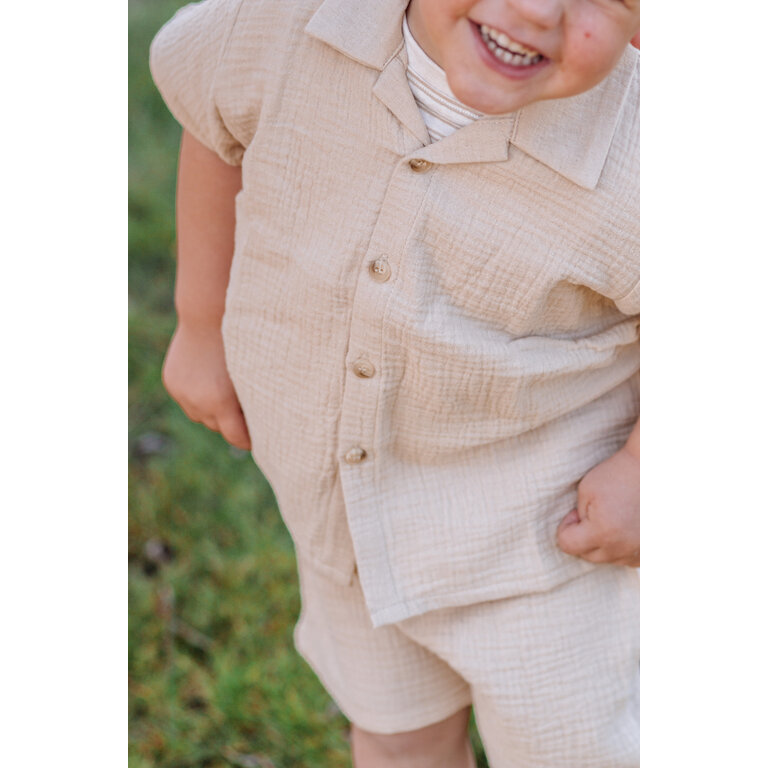Huttelihut Huttelihut shirt jongen SS Muslin Irish Cream crème