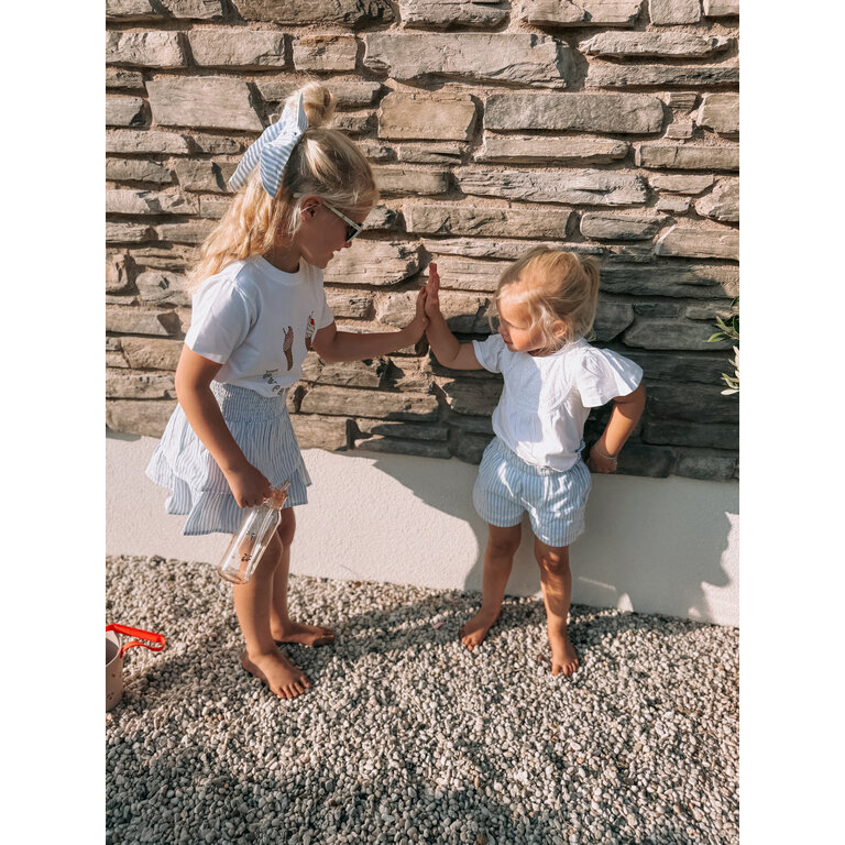 The New The New korte broek kind Nalani Shorts White Swan Striped (wit en blauw gestreept)