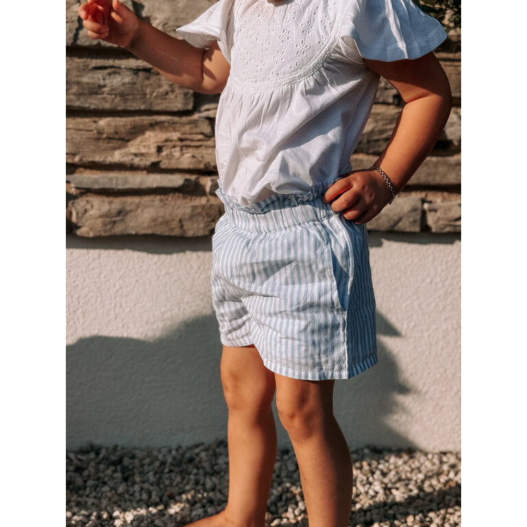 The New The New korte broek kind Nalani Shorts White Swan Striped (wit en blauw gestreept)