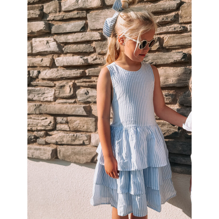 The New The New jurk kind Nalani S/L Dress White Swan Striped (wit en blauw gestreept)