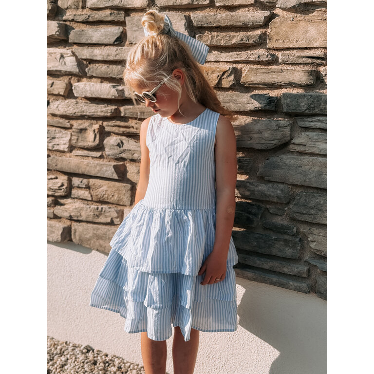 The New The New jurk kind Nalani S/L Dress White Swan Striped (wit en blauw gestreept)