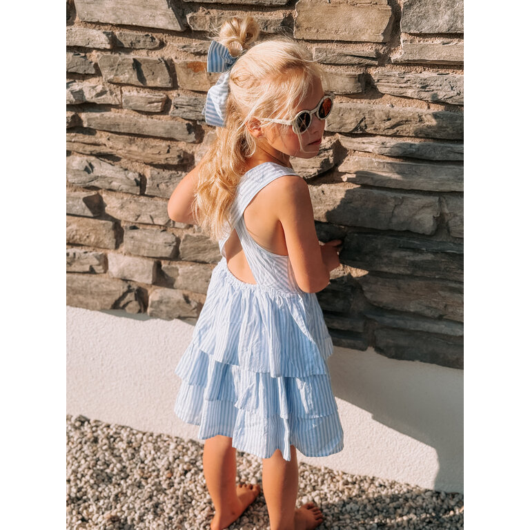 The New The New jurk kind Nalani S/L Dress White Swan Striped (wit en blauw gestreept)