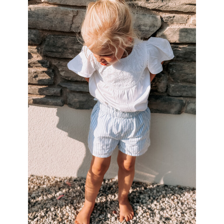 The New The New korte broek kind Nalani Shorts White Swan Striped (wit en blauw gestreept)