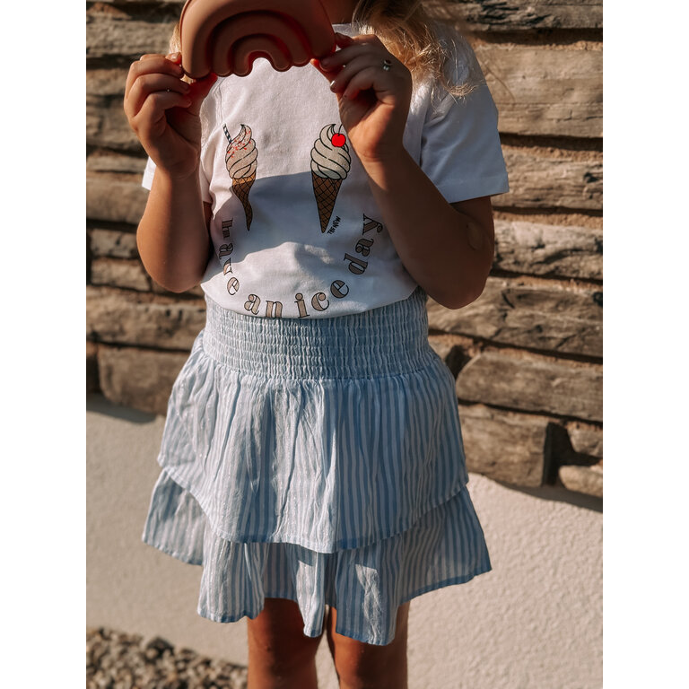 The New The New rok kind Nalani Skirt White Swan Striped (wit en blauw gestreept)