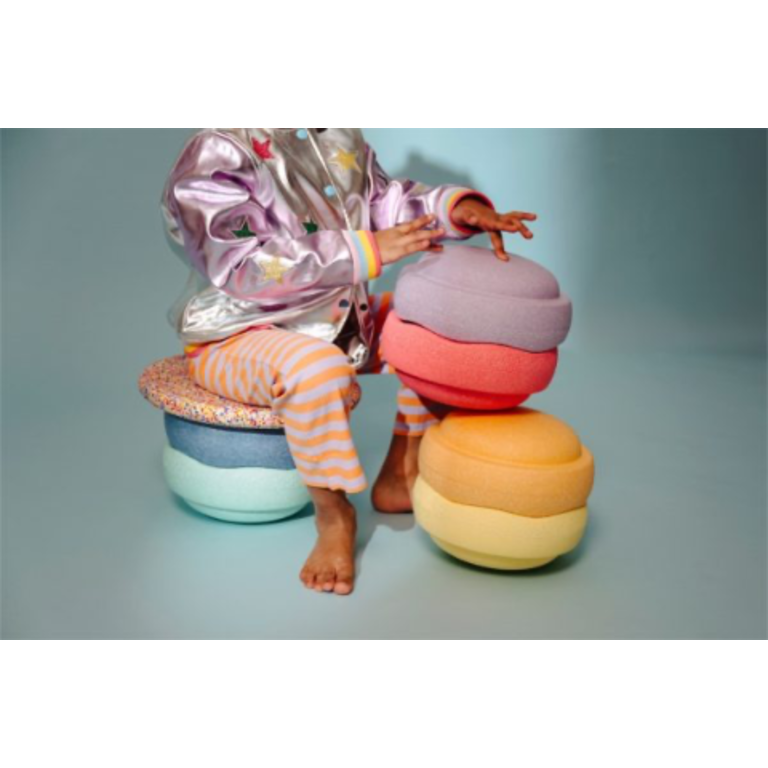 Stapelstein Stapelstein Rainbow Set Pastel, 6 stuks + balans bord Super Confetti