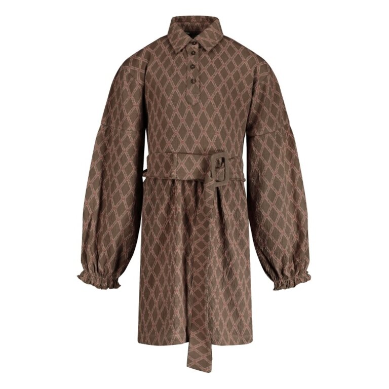 Levv LEVV jurkje meisje Vajen jurk Taupe Lines taupe met strepen