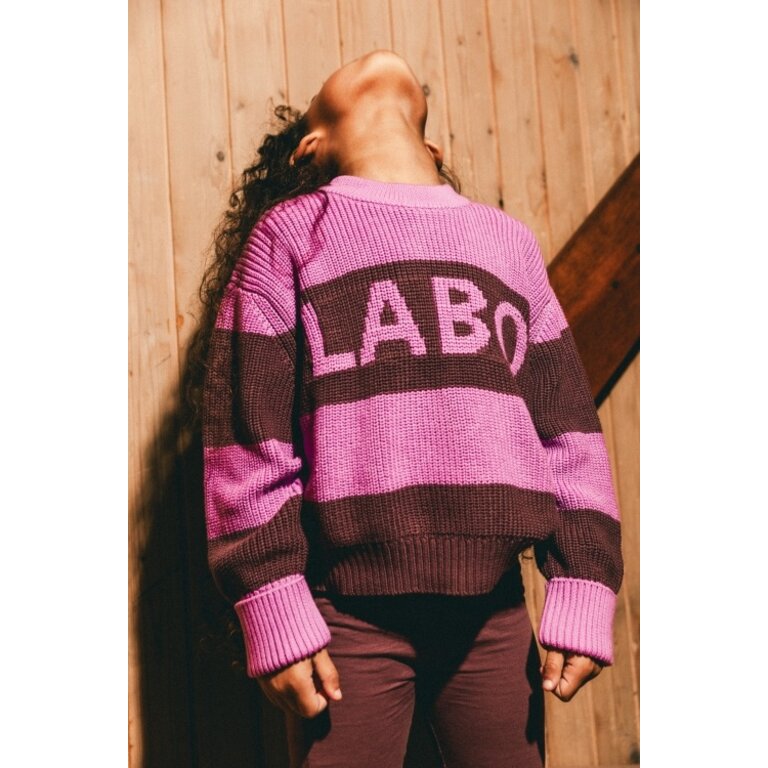 Labo de Colores Rhone | Knitted sweater | Pink stripe AOP
