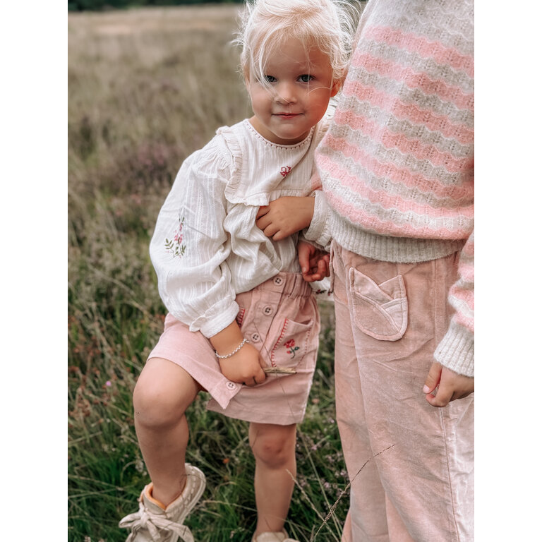 EMILE & IDA Rok Emile et Ida | Jupe Poches Fleurs Brodees | Peony