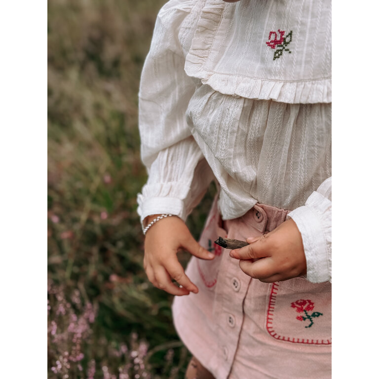 EMILE & IDA Rok Emile et Ida | Jupe Poches Fleurs Brodees | Peony