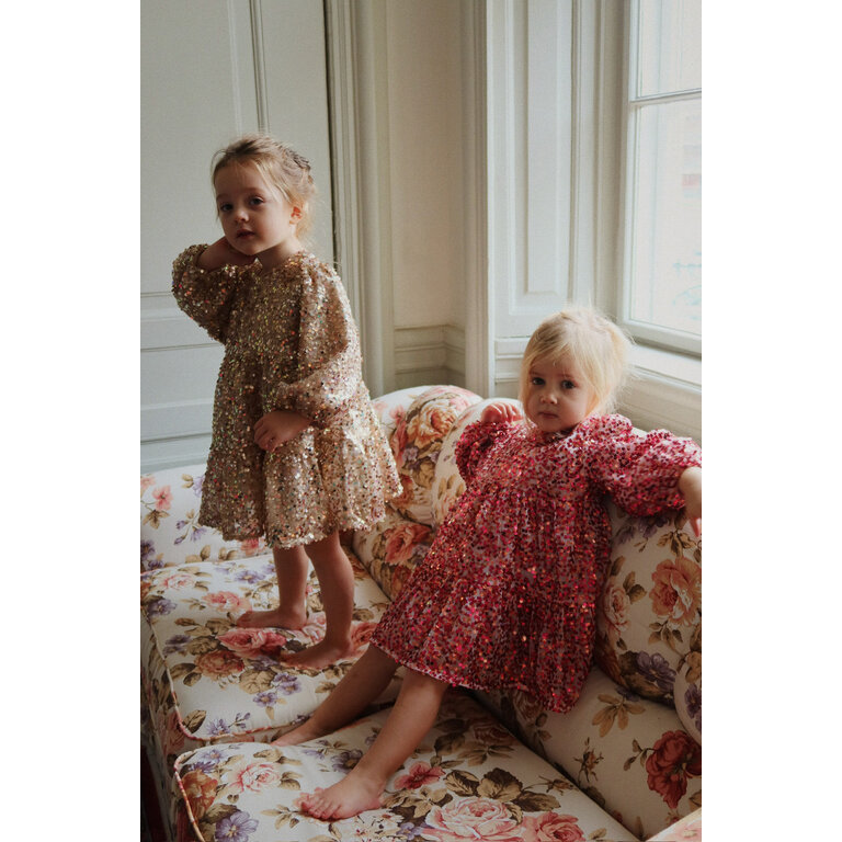 Konges Sløjd Lila Sequins Bow Dress | Gold Glitter