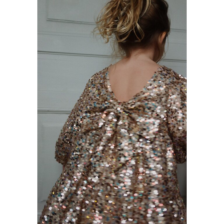 Konges Sløjd Lila Sequins Bow Dress | Gold Glitter